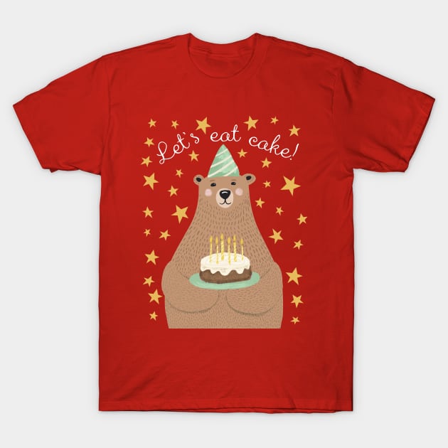 Let's eat Cake! Birthday Bear T-Shirt by SWON Design
